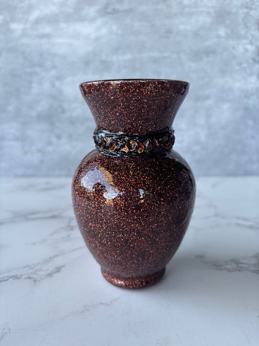 Glitter Brown Glass Mini Vase