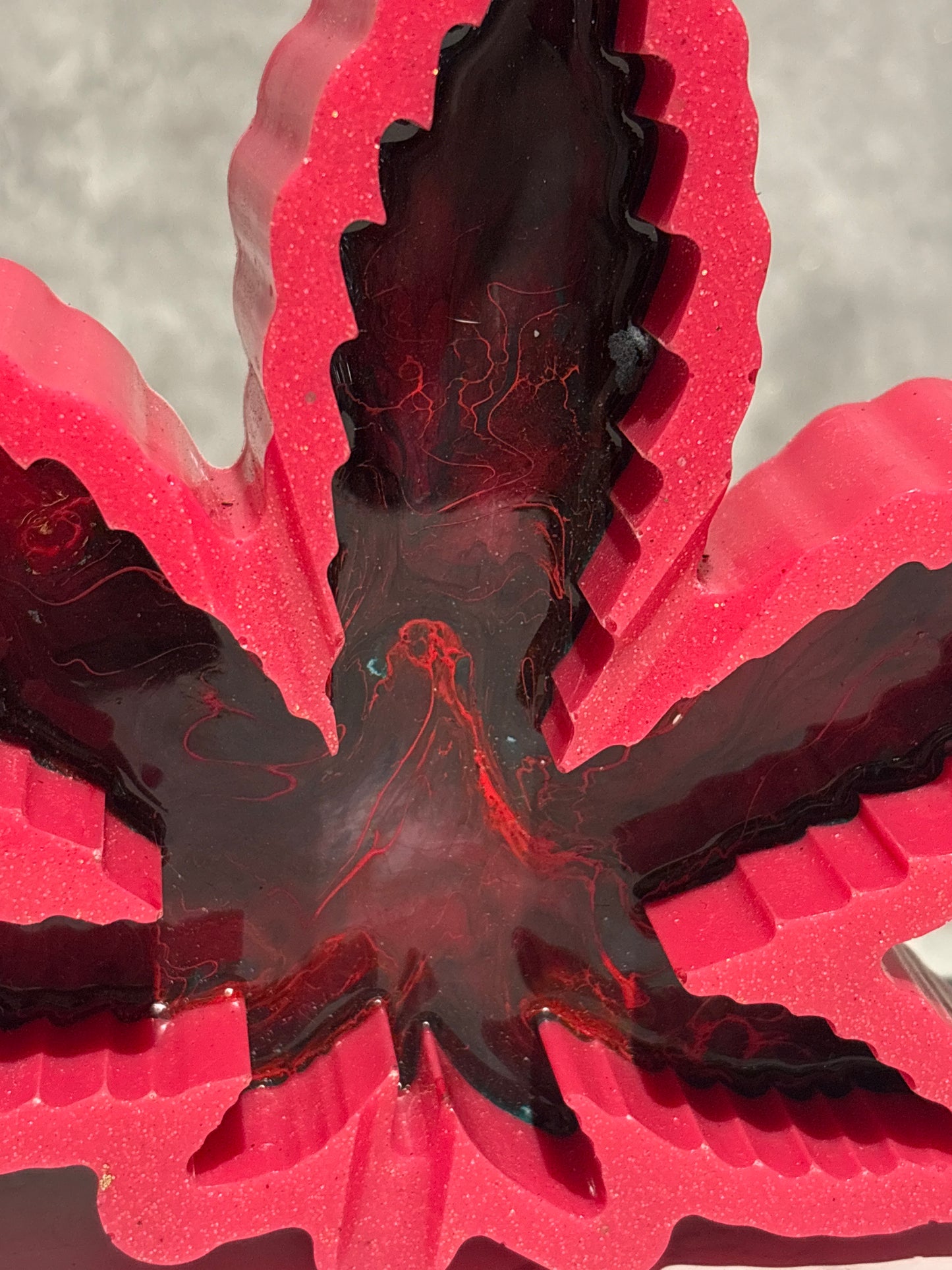 Red Resin Maple Leaf Ashtray