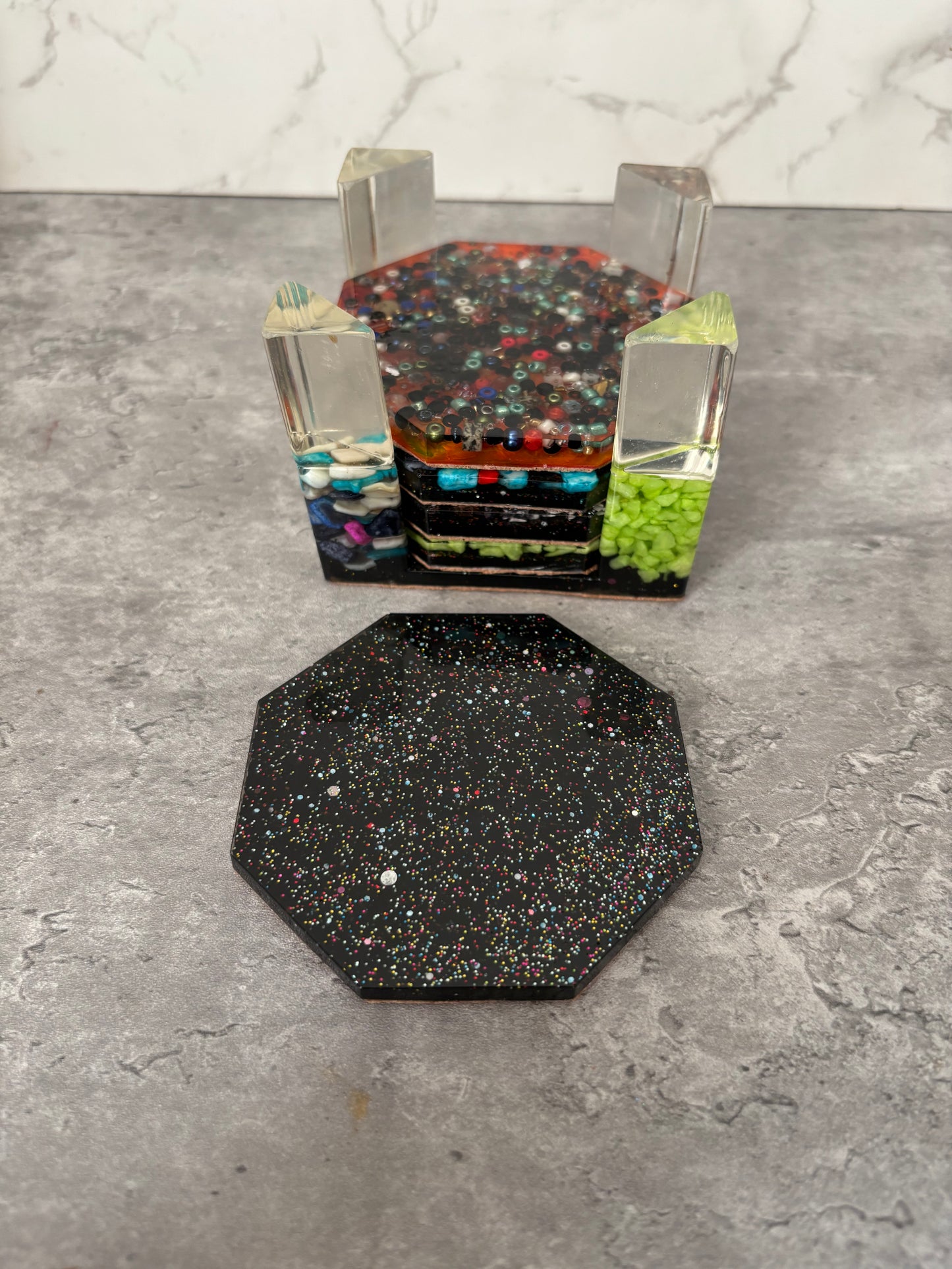 No Two Alike – Handmade 7 piece Coaster Set