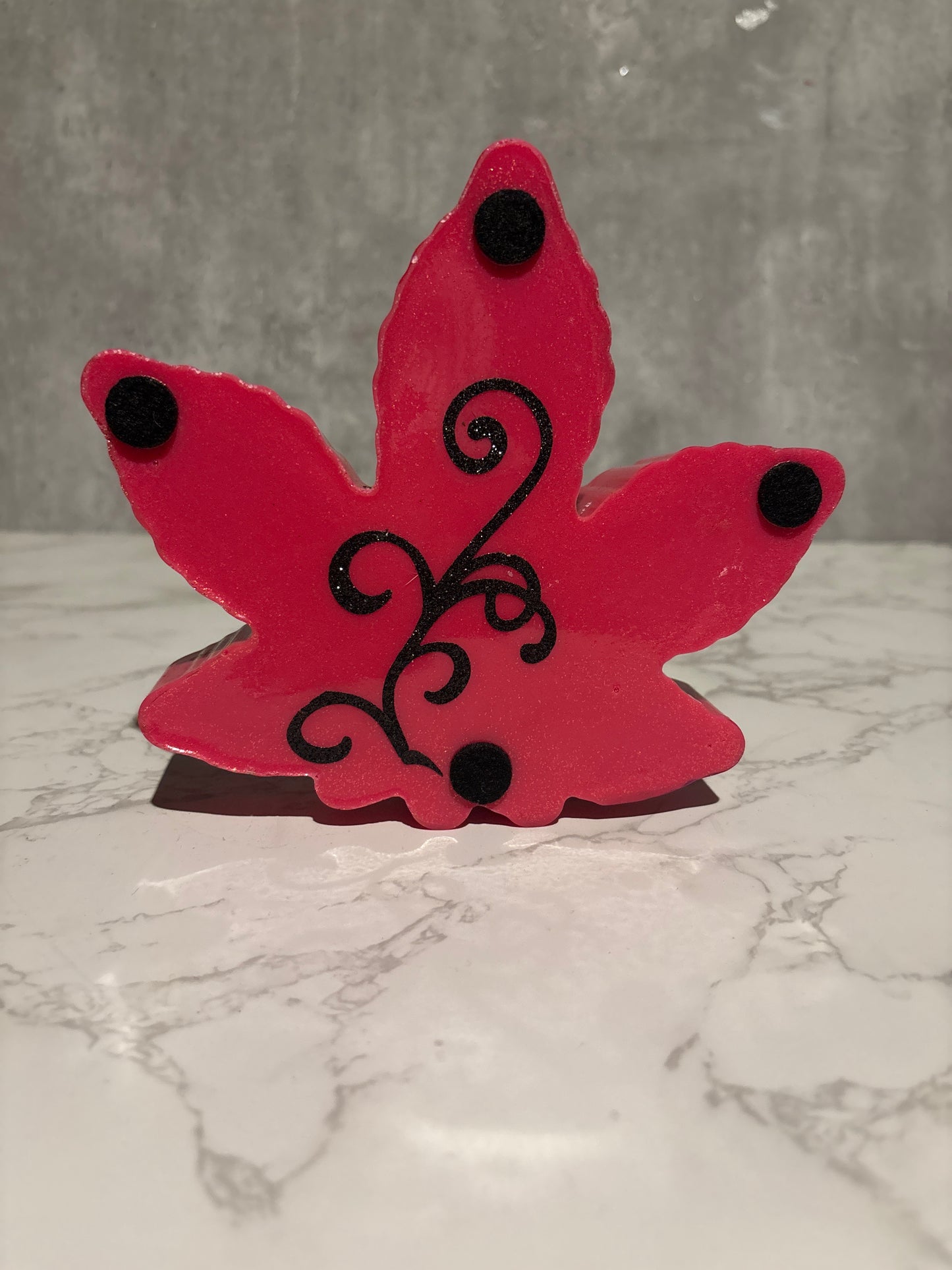 Red Resin Maple Leaf Ashtray