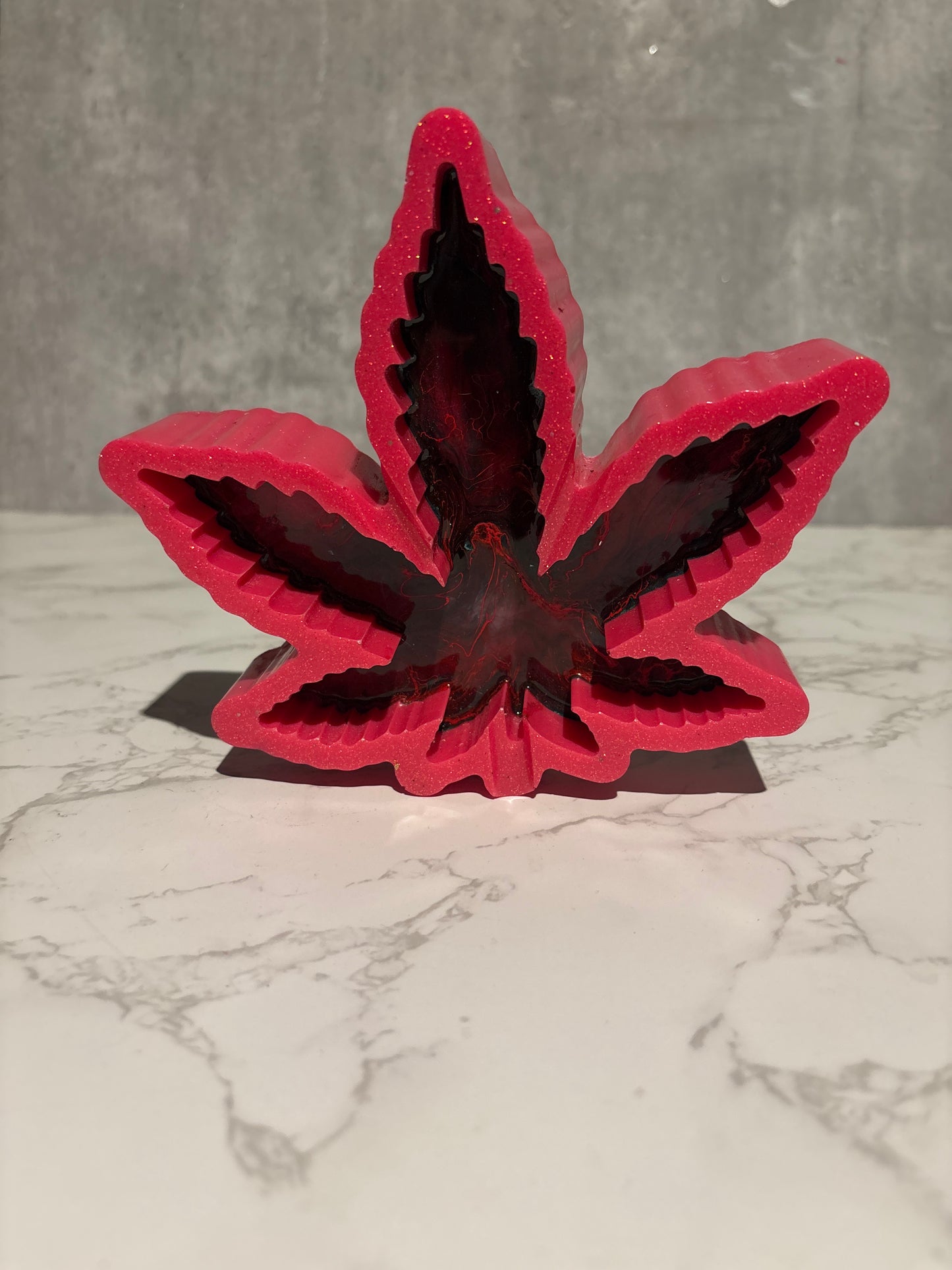 Red Resin Maple Leaf Ashtray