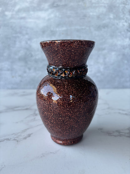 Glitter Brown Glass Mini Vase