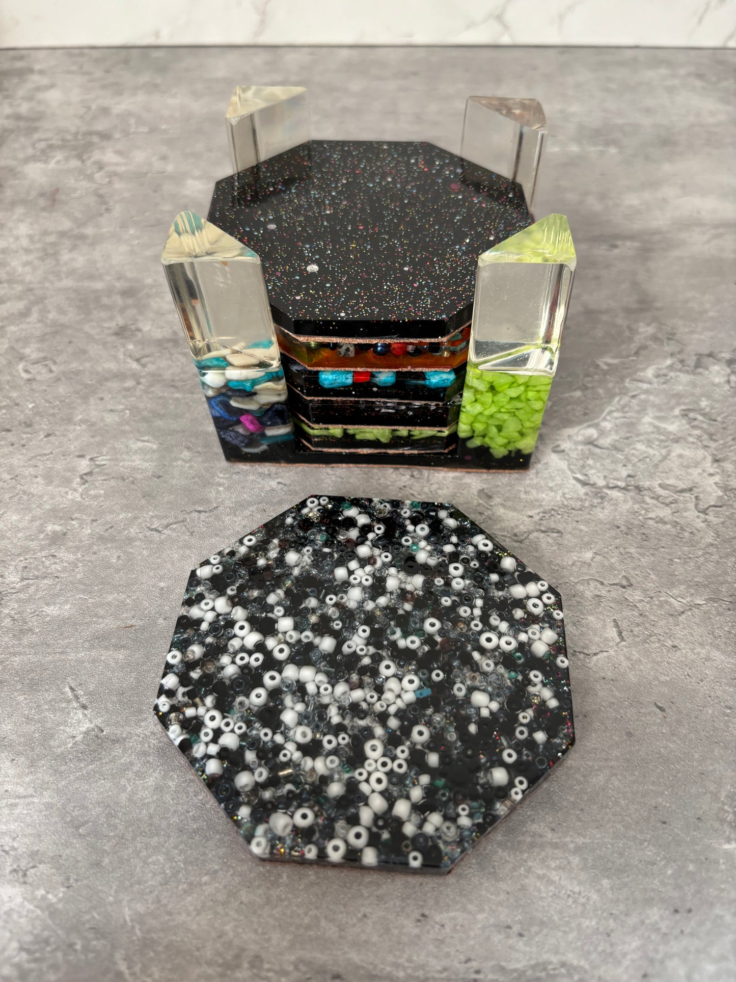 No Two Alike – Handmade 7 piece Coaster Set