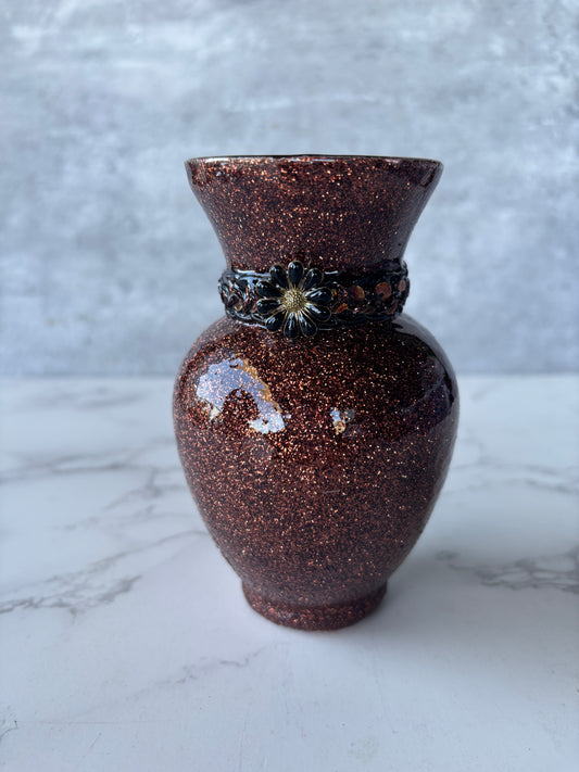 Glitter Brown Glass Mini Vase