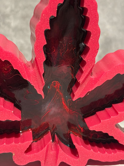 Red Resin Maple Leaf Ashtray